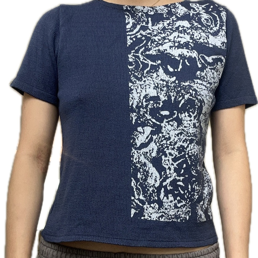 Navy Blue Graphic Women's Top